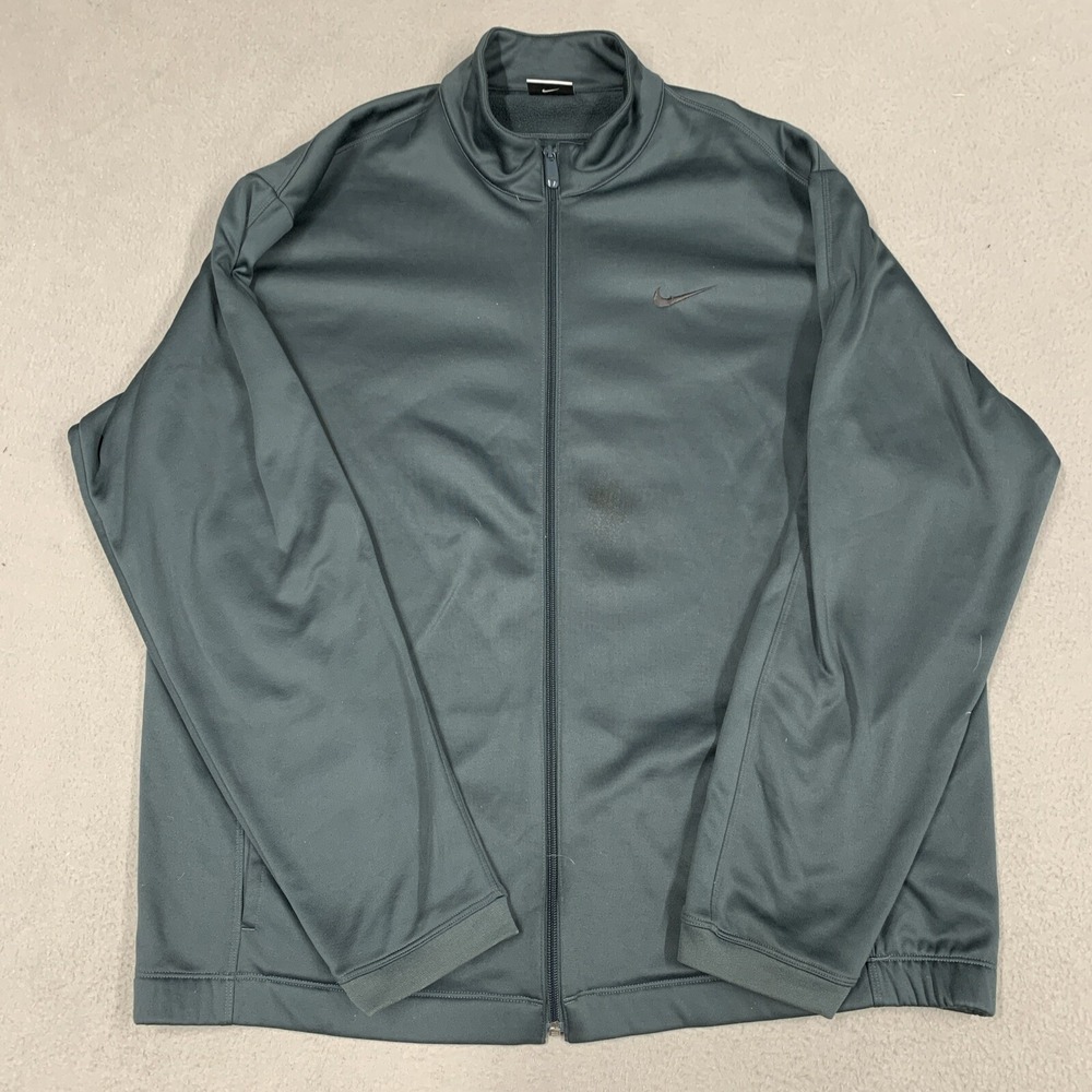 Nike Sweater Mens XL Green Full Zip Training Long Sleeve Therma Fit Jacket Golf